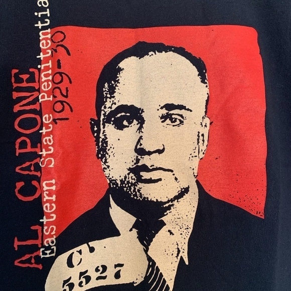 Gangster Al Capone Black Men’s T-shirt Shirt Eastern State Penitentiary Chicago - Picture 4 of 8